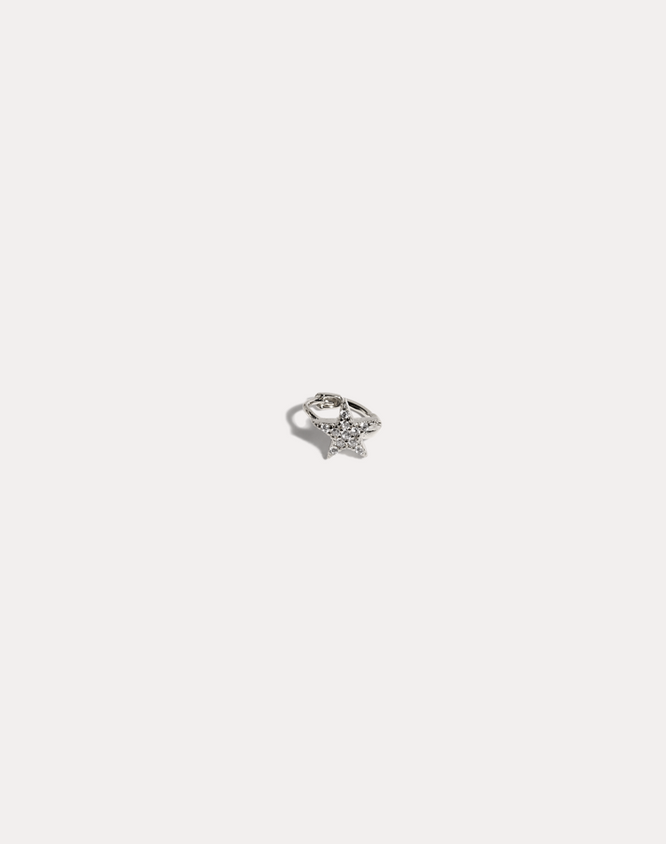 Celeste Diamond Silver Huggie Earring